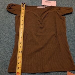 Reformation Dark Olive Green Off-Shoulder Top, size S